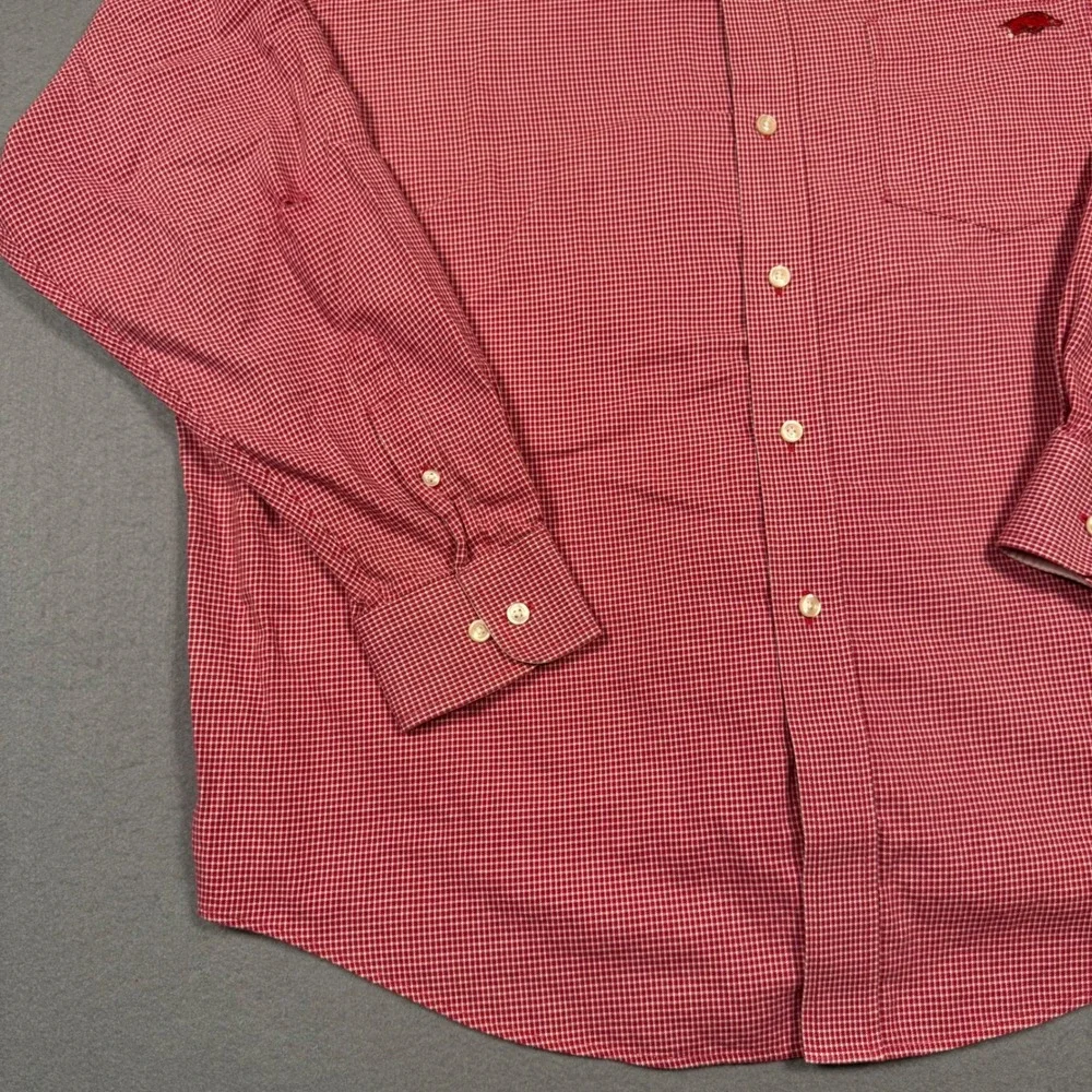 Arkansas Razorbacks XL Red Gingham Button Down Shirt The Razorback Collection - Picture 12 of 13